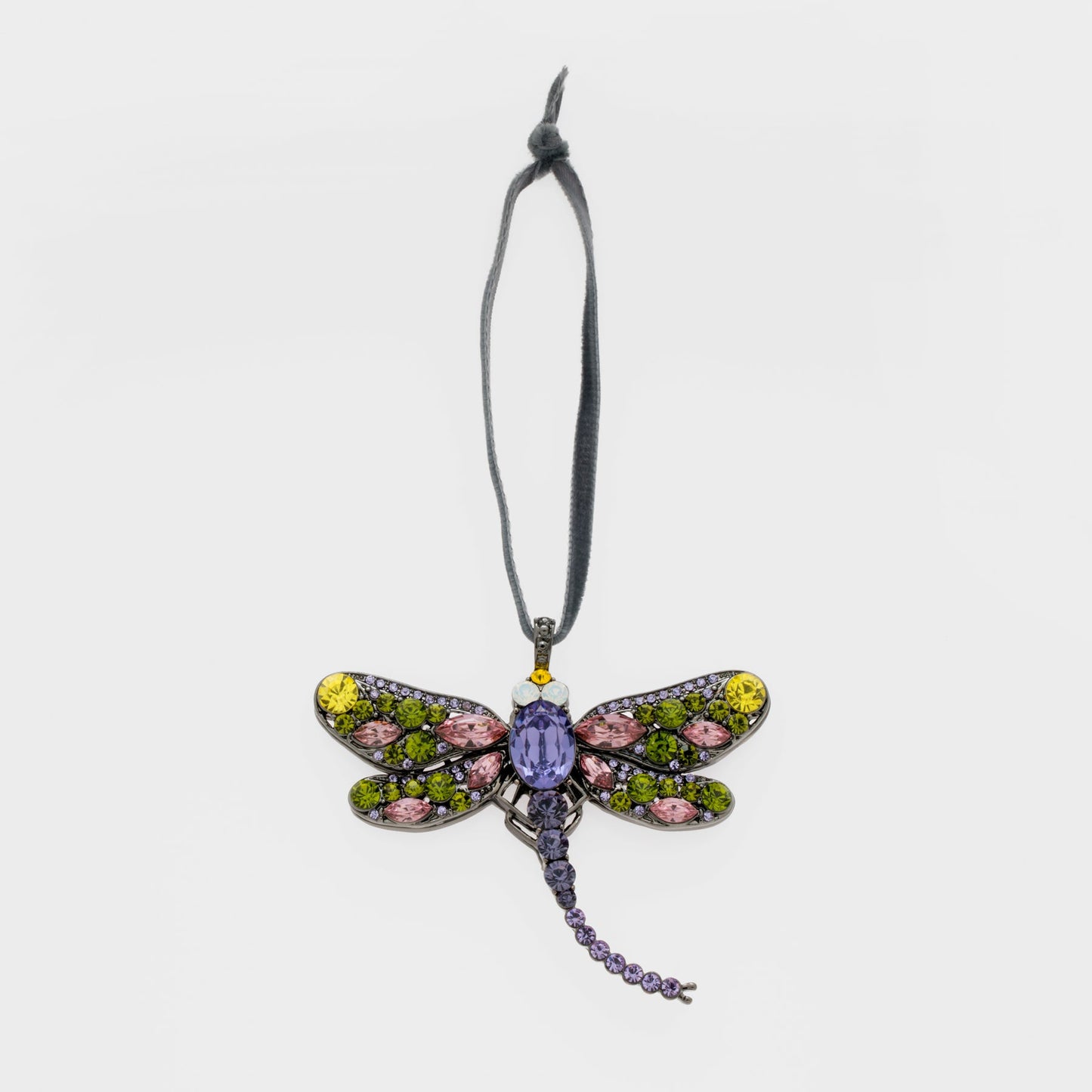 Dragonfly hanging ornament, rose and olive