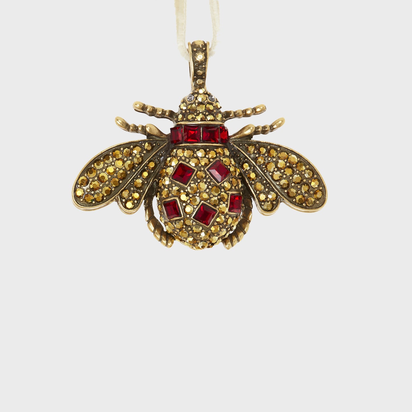 Jeweled insect hanging ornaments, ruby and emerald