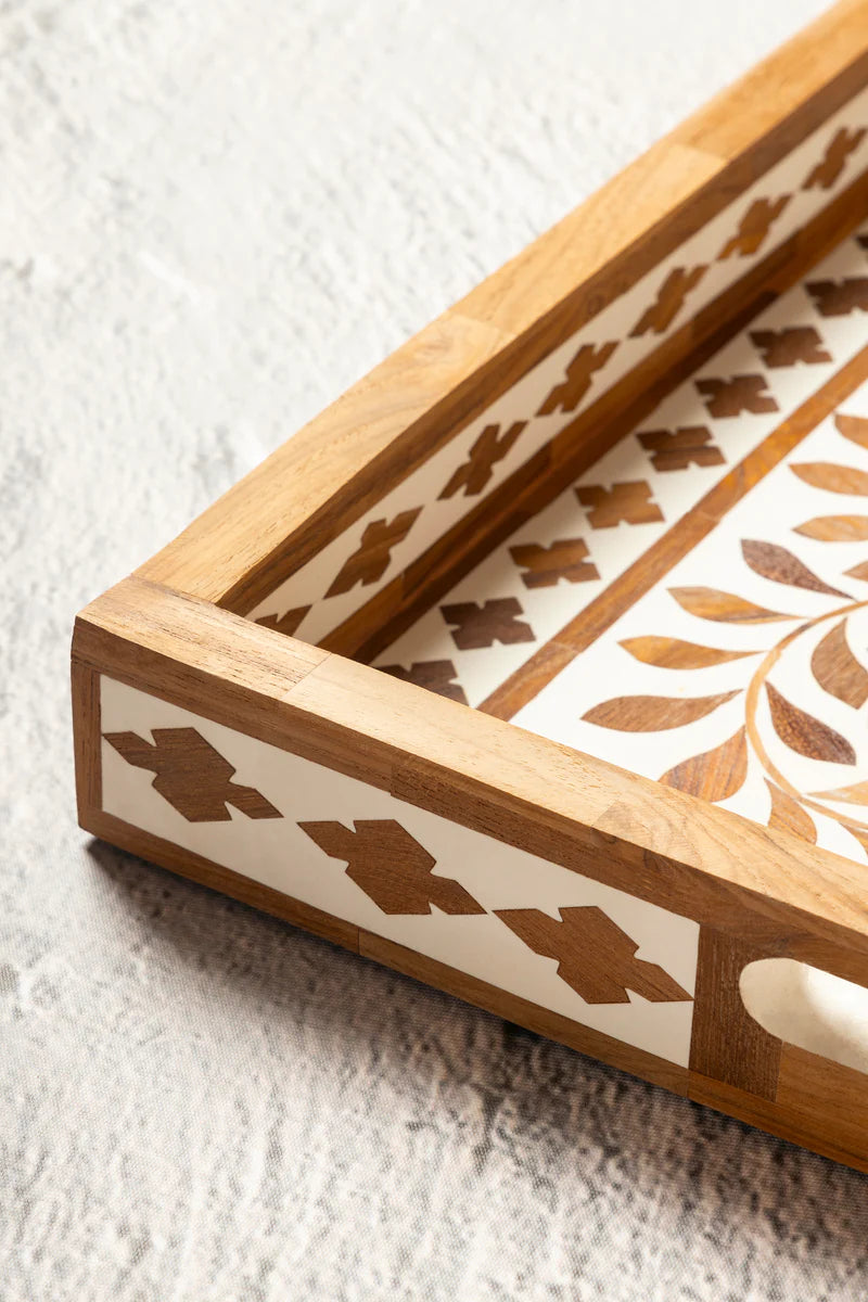 Jodhpur Wood Inlay Tray - GiftSuite