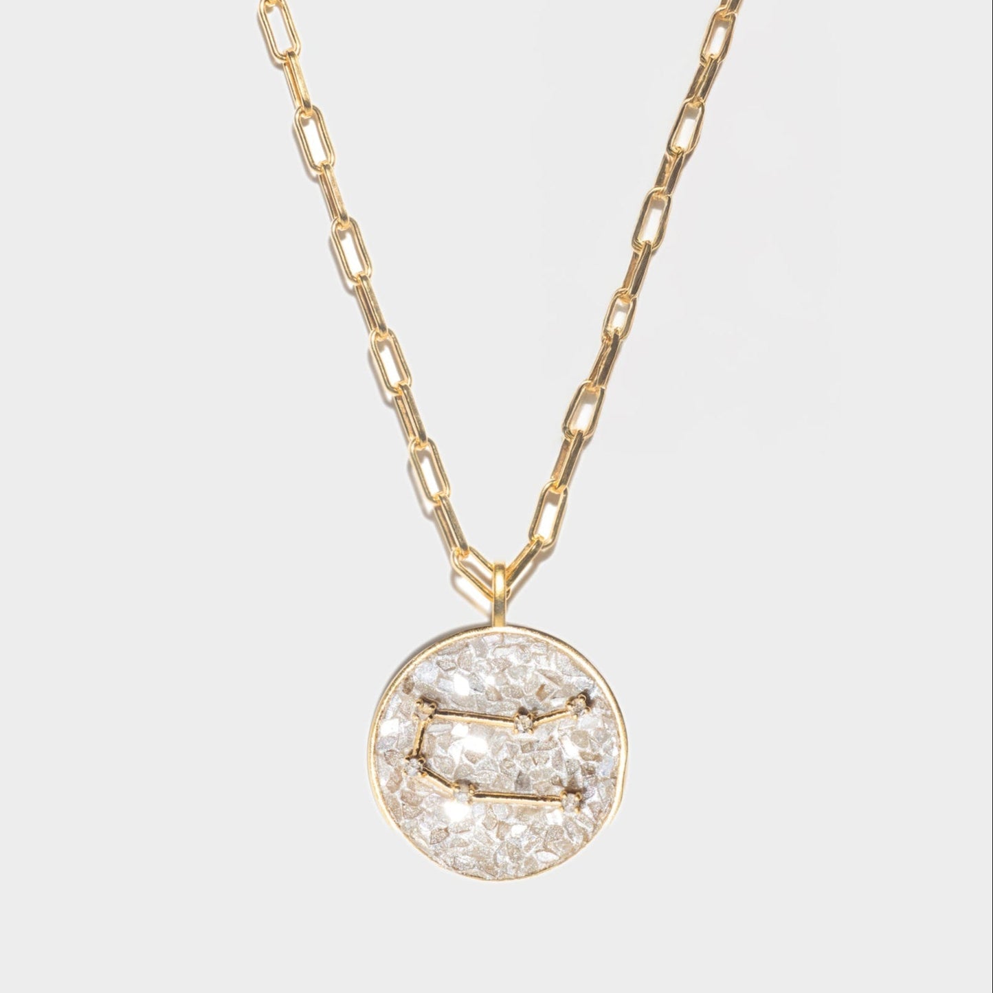 Gemini Gold Vermeil Pendant Necklace with Diamonds