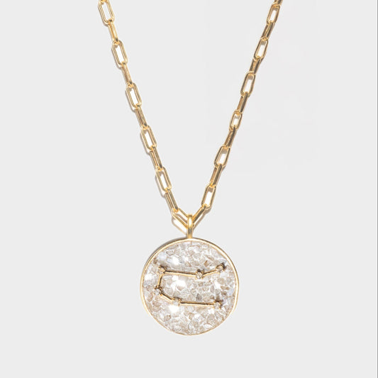 Gemini Gold Vermeil Pendant Necklace with Diamonds