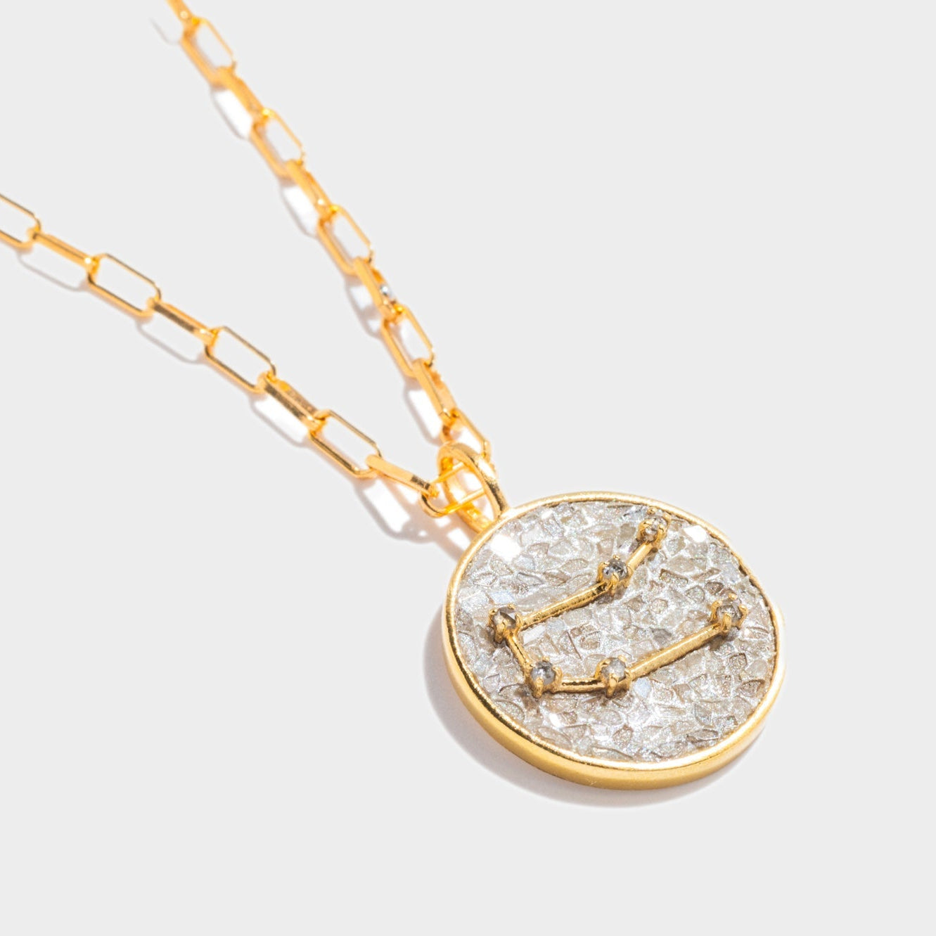 Gemini Gold Vermeil Pendant Necklace with Diamonds