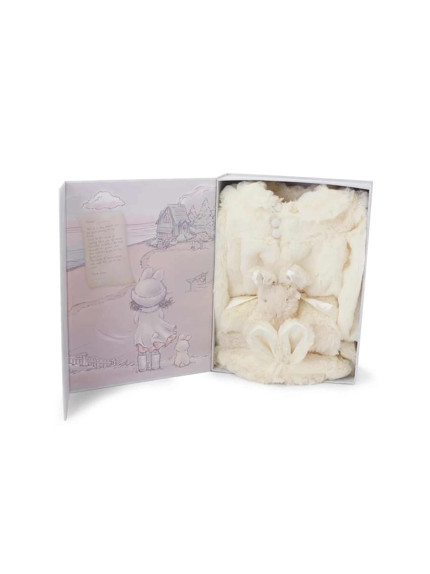 Plush Children’s Faux Fur Swing Coat Set with Bunny Ears