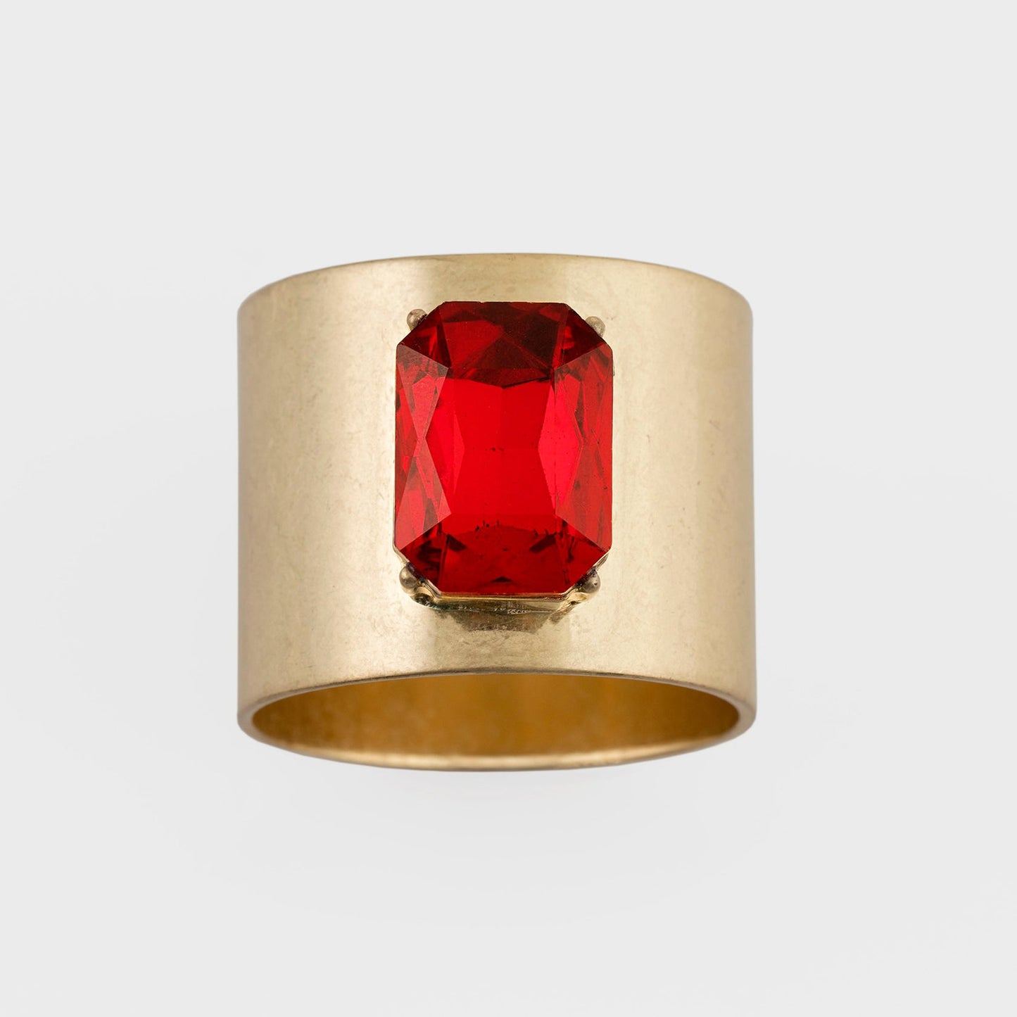 Single Gem Napkin Rings Bright Red Set of Two Jewel Tone Table Gift US