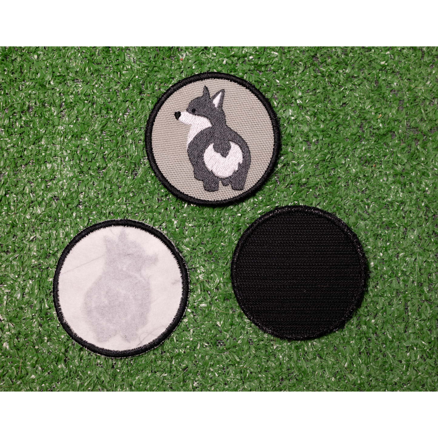 Gray Corgi Bum Patch — 2.5" Recycled Embroidered Patch