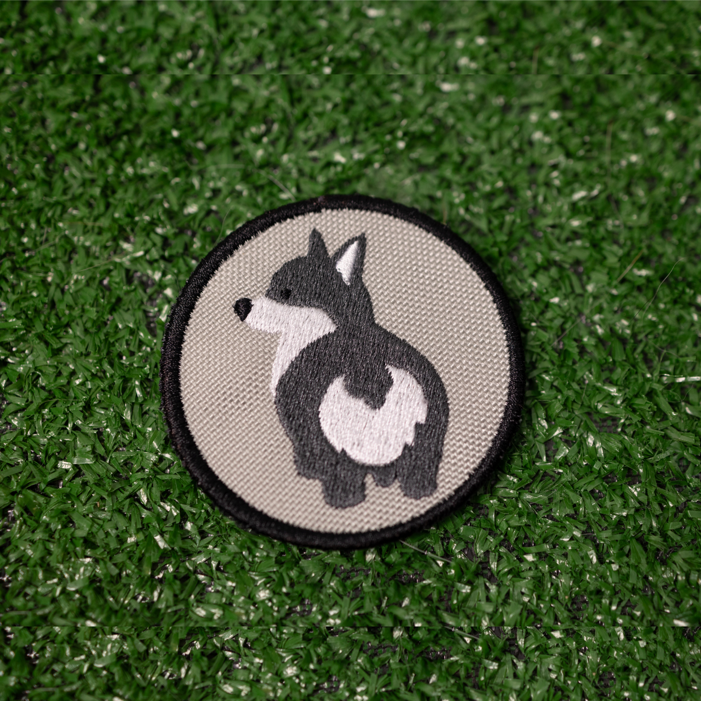 Gray Corgi Bum Patch — 2.5" Recycled Embroidered Patch