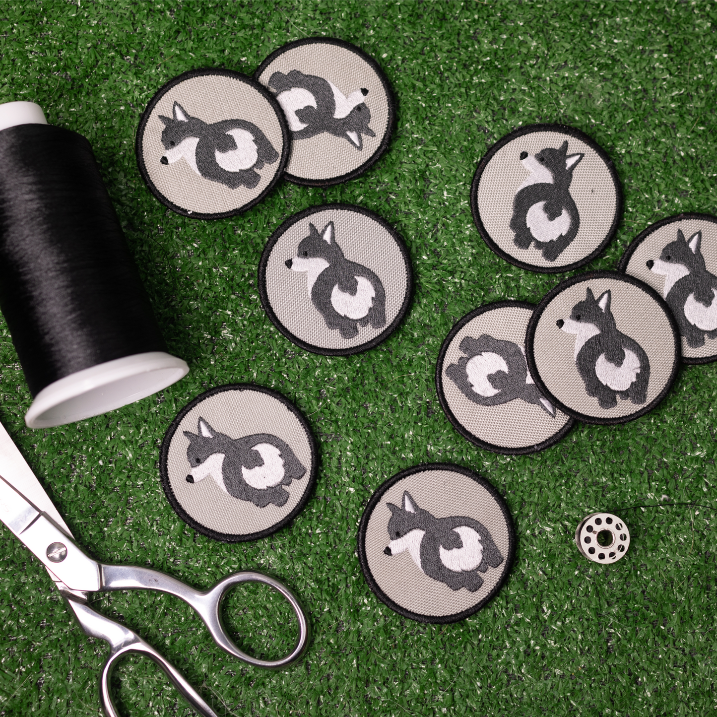 Gray Corgi Bum Patch — 2.5" Recycled Embroidered Patch