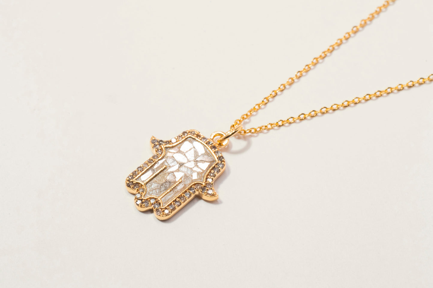 Hamsa Gold Vermeil Pendant Necklace with Diamonds