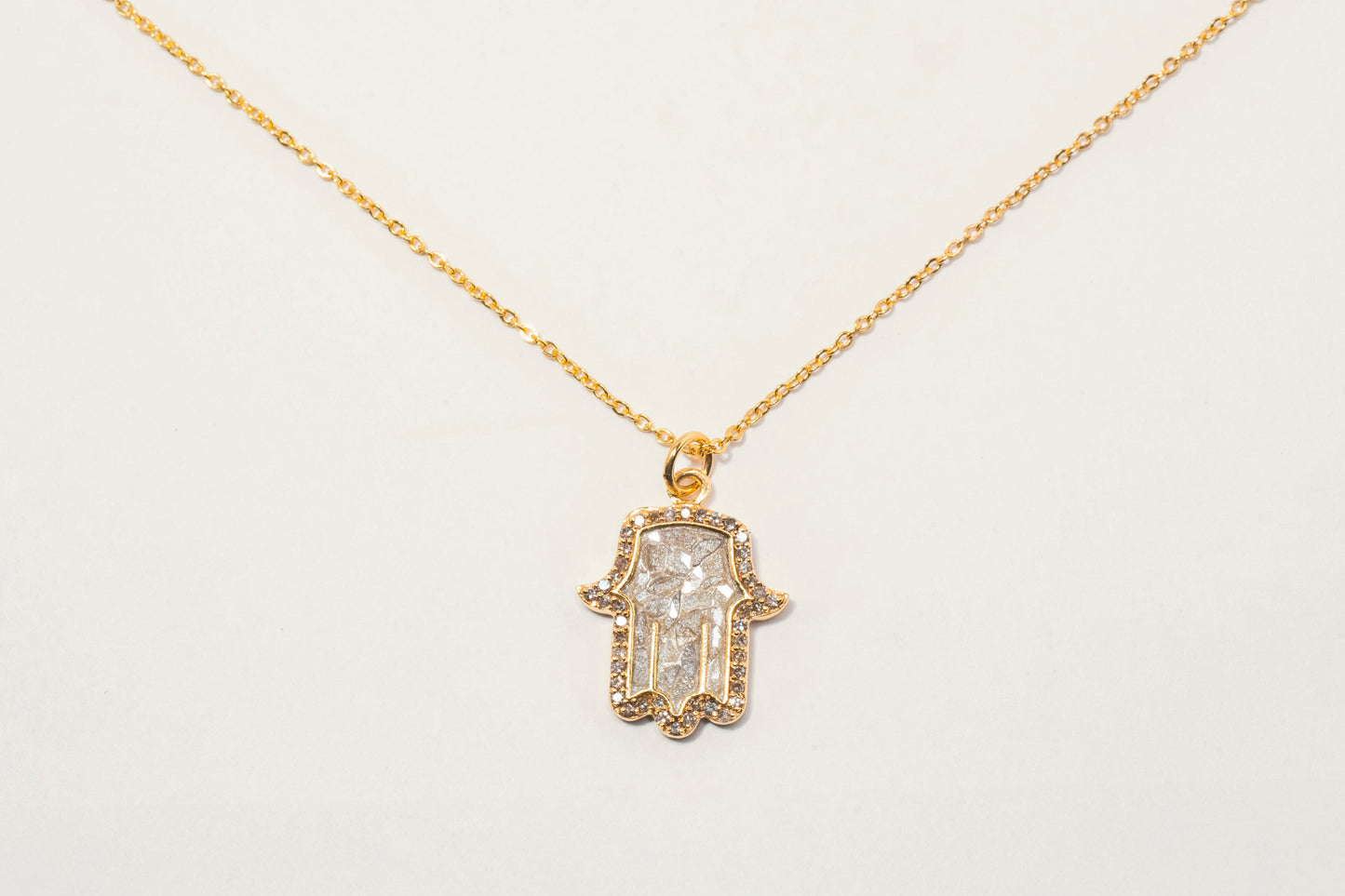 Hamsa Gold Vermeil Pendant Necklace with Diamonds