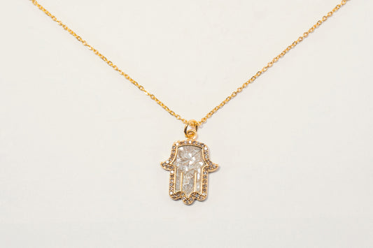 Hamsa Gold Vermeil Pendant Necklace with Diamonds