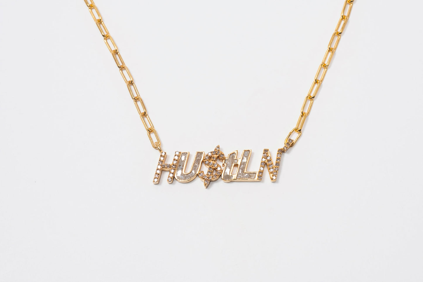 Hustln Gold Vermeil Pendant Necklace with Diamonds