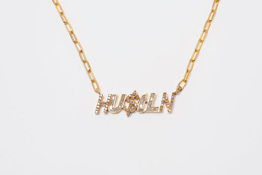 Hustln Gold Vermeil Pendant Necklace with Diamonds