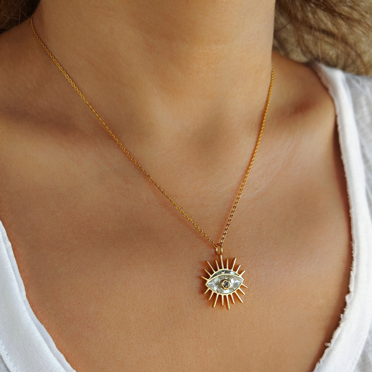 Eye Gold Vermeil Pendant Necklace