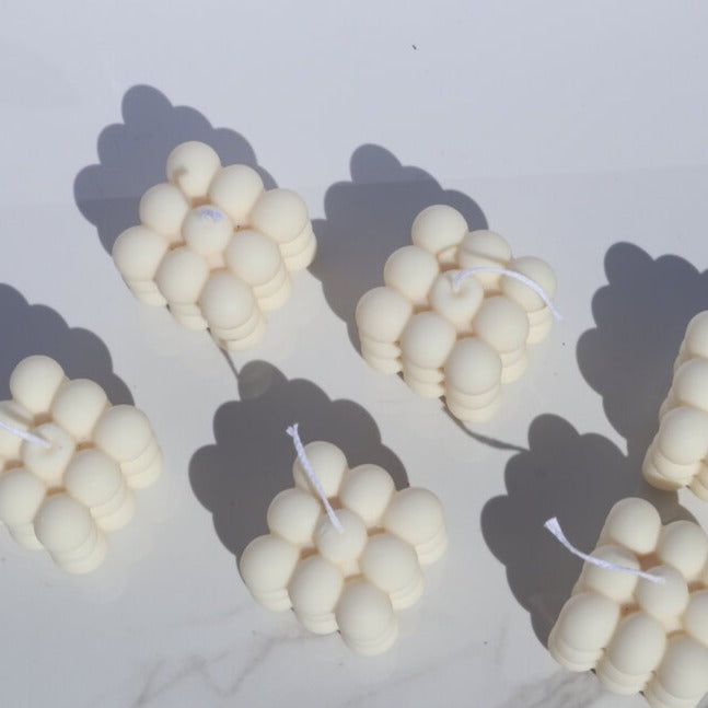 Handmade Bubble Soy Wax Candle, Sculptural Decorative Cube Accent
