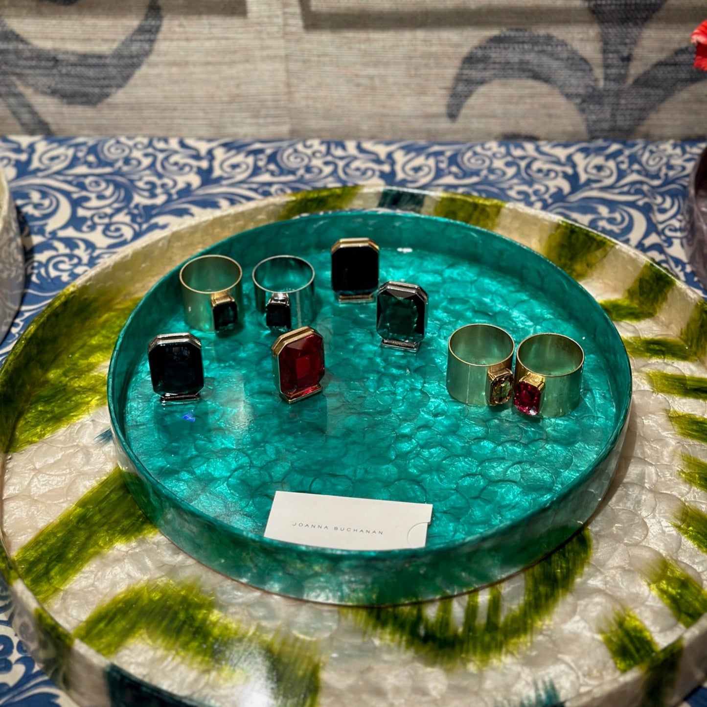 Small capiz tray, emerald 