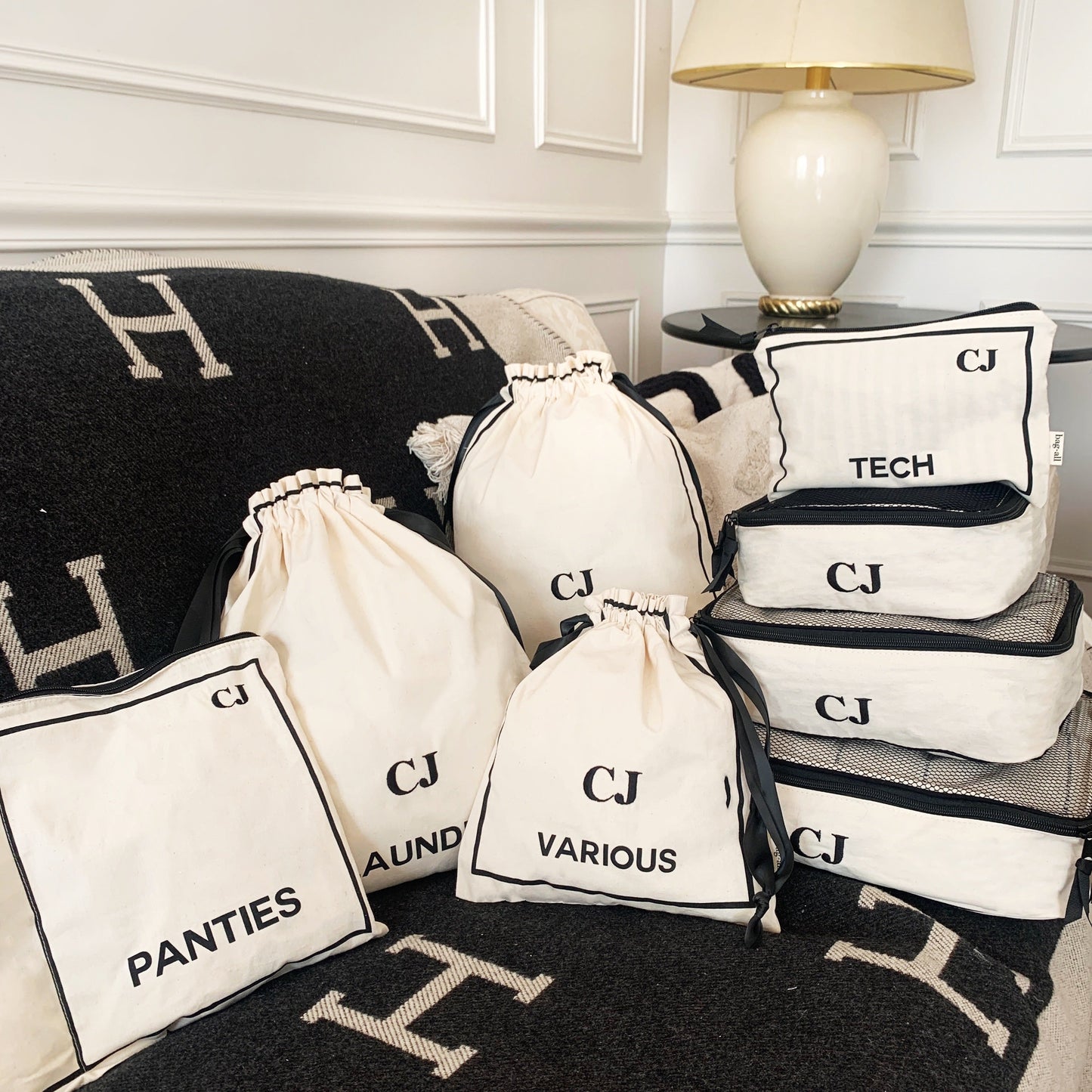 BA Travel Set — Cream 8-Pack Cotton Packing Organizer Bags