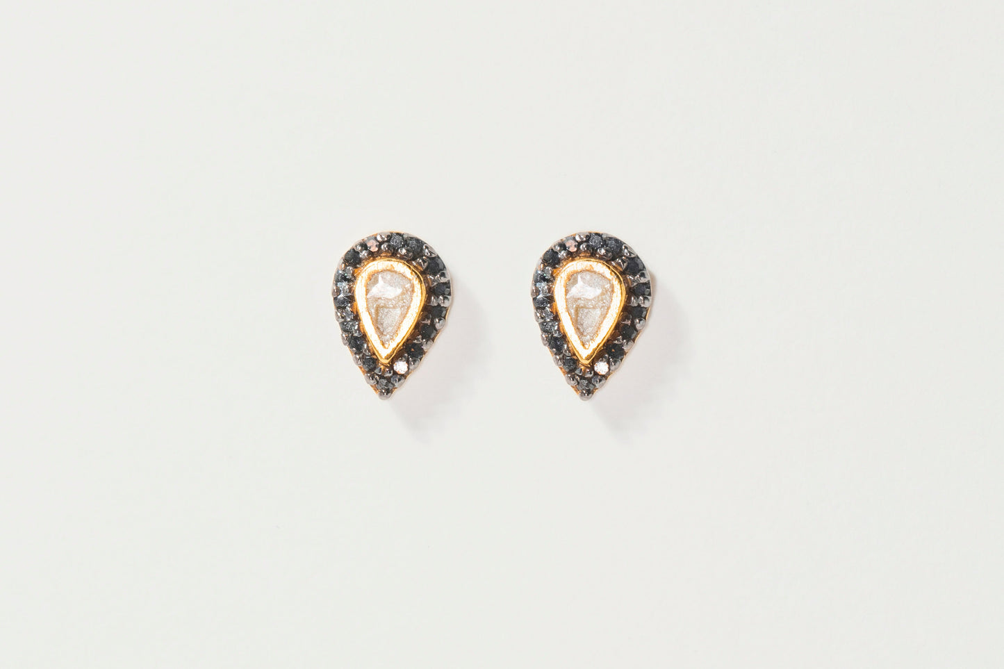 Irving Gold Vermeil Stud Earrings with Raw Diamonds