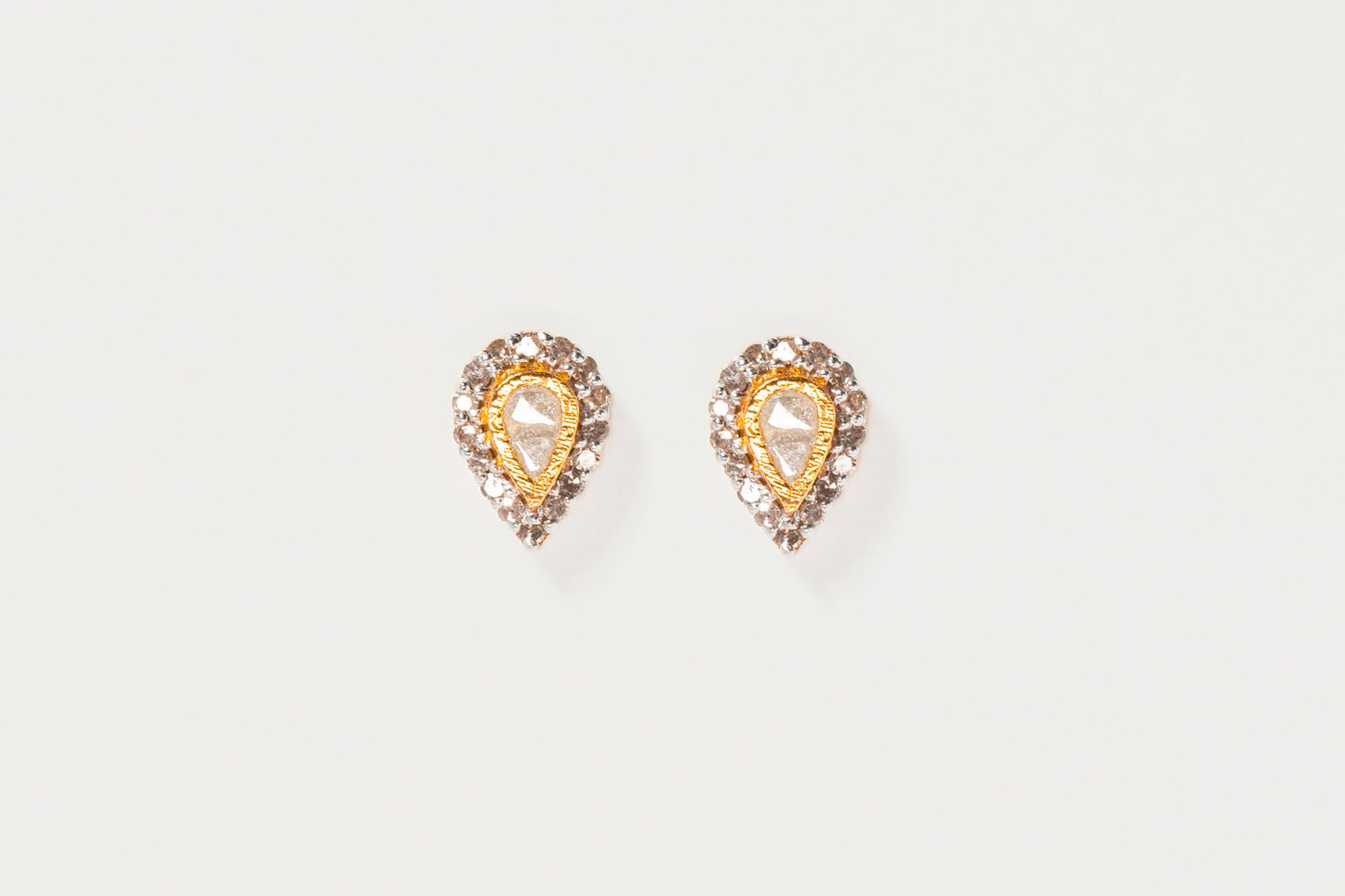 Irving Gold Vermeil Stud Earrings with Raw Diamonds