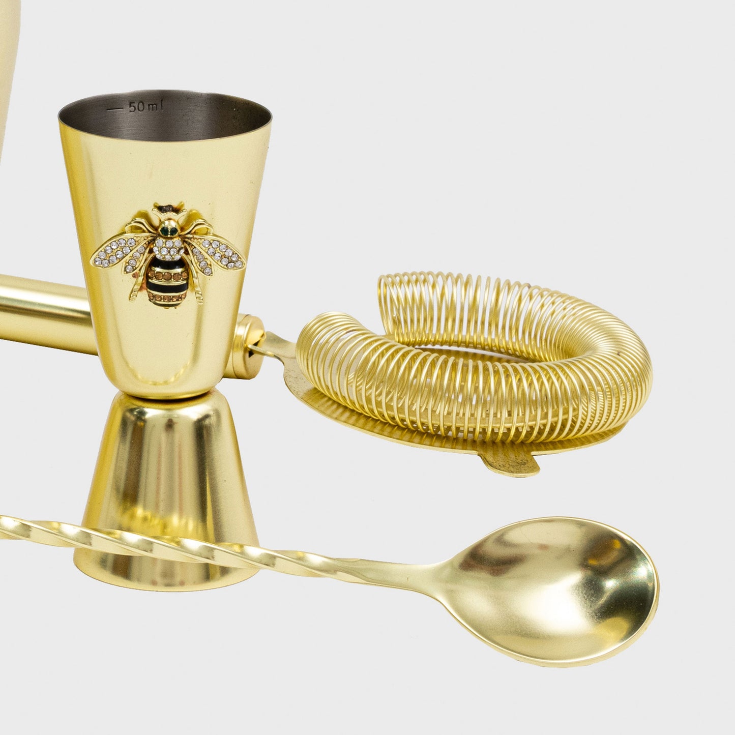 Luxury Stripey Bee Cocktail Shaker & Bar Tool Gift Set