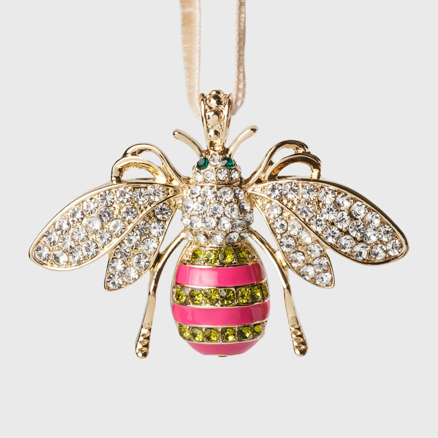 Stripey bee hanging ornament, pink