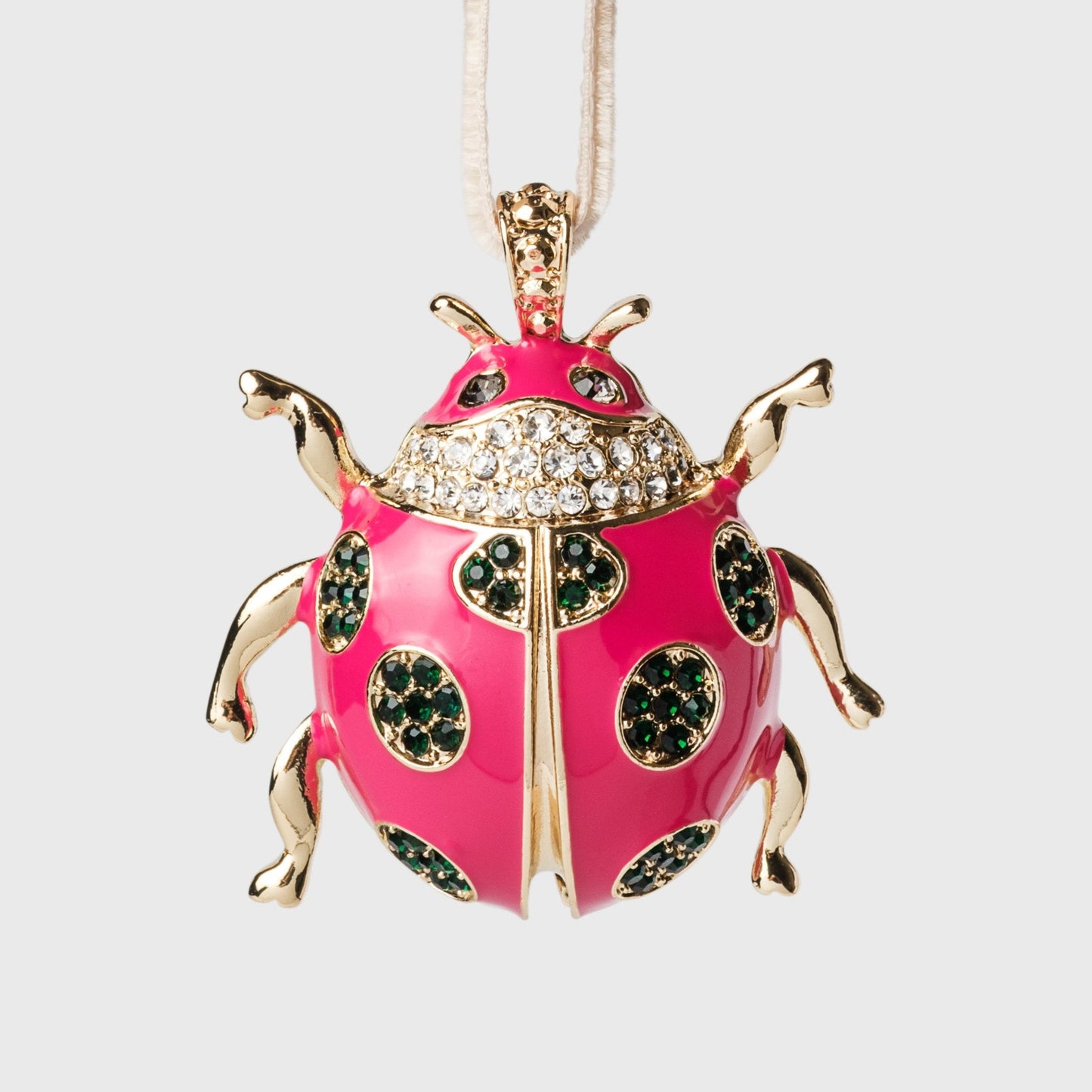 Ladybug hanging ornament, pink