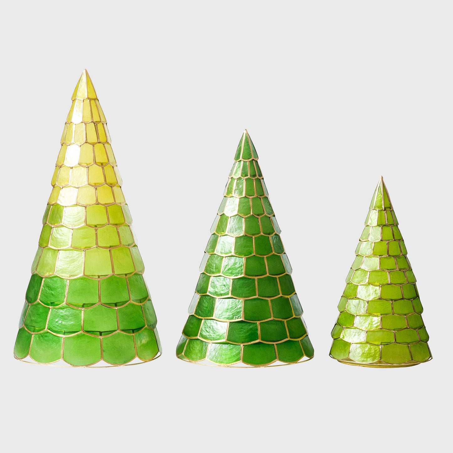 Glowing Capiz Christmas Tree Set – Elegant Holiday Decor Trio
