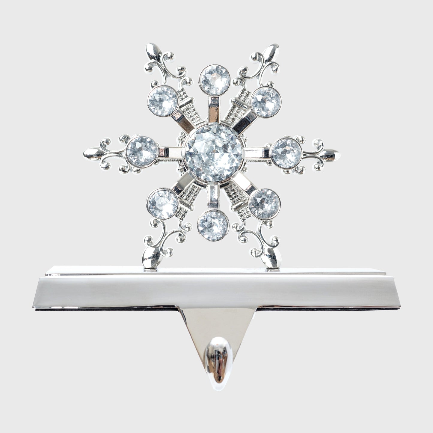 Elegant Silver Snowflake Stocking Hook – Sparkling Mantle Décor