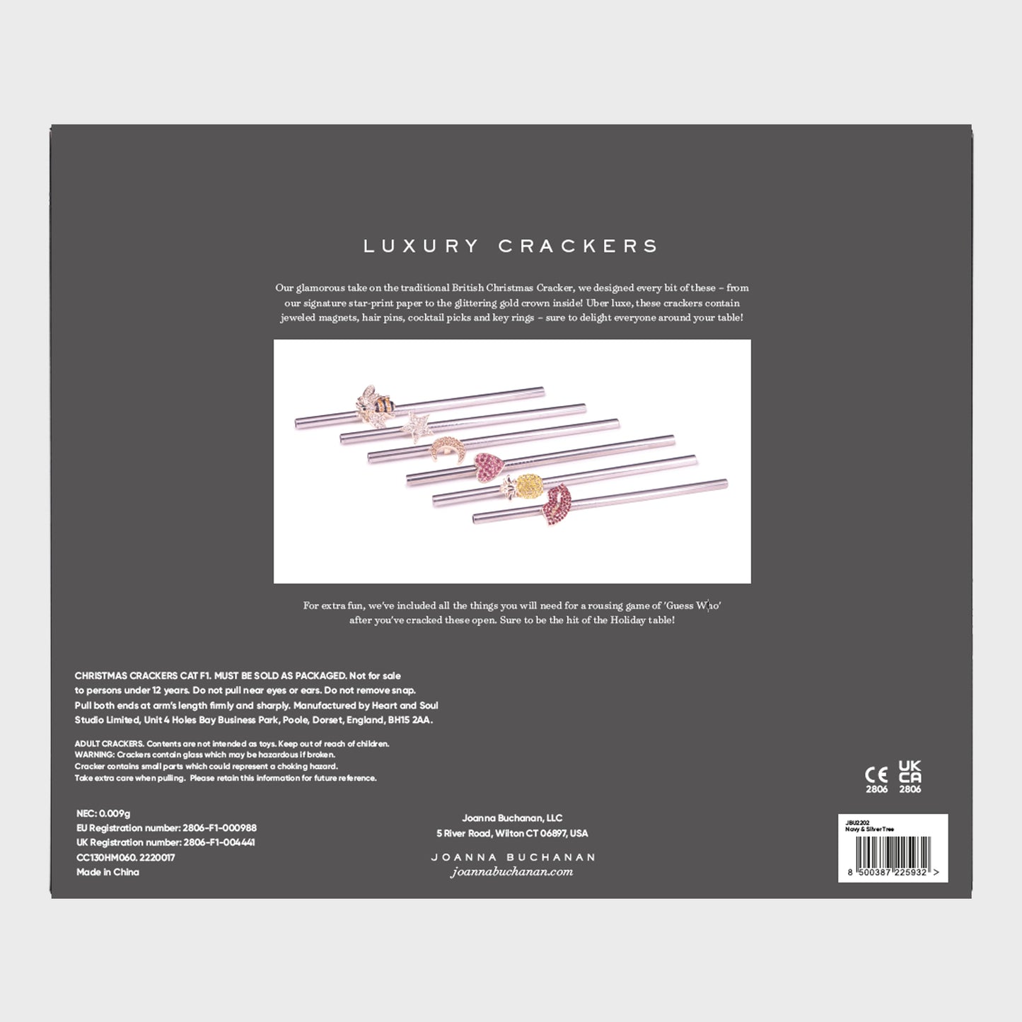 Navy Luxury Celebration Crackers Silver Party Favors Gift Set of Six Luxe