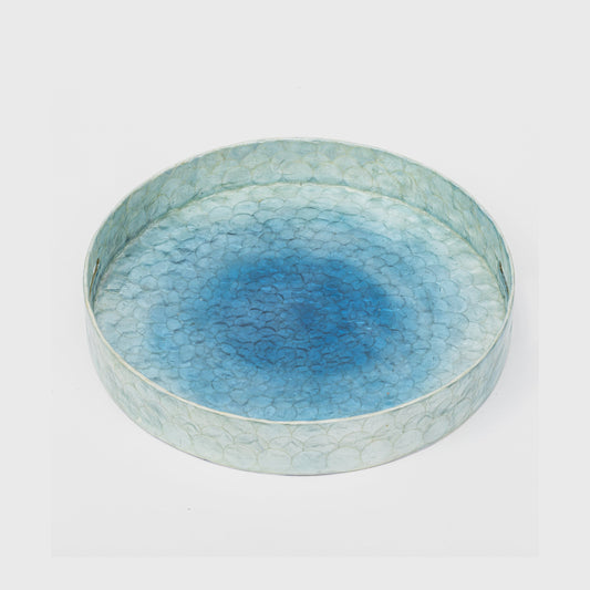 Large Ombre Blue Capiz Shell Tray – Handcrafted Luxury Décor