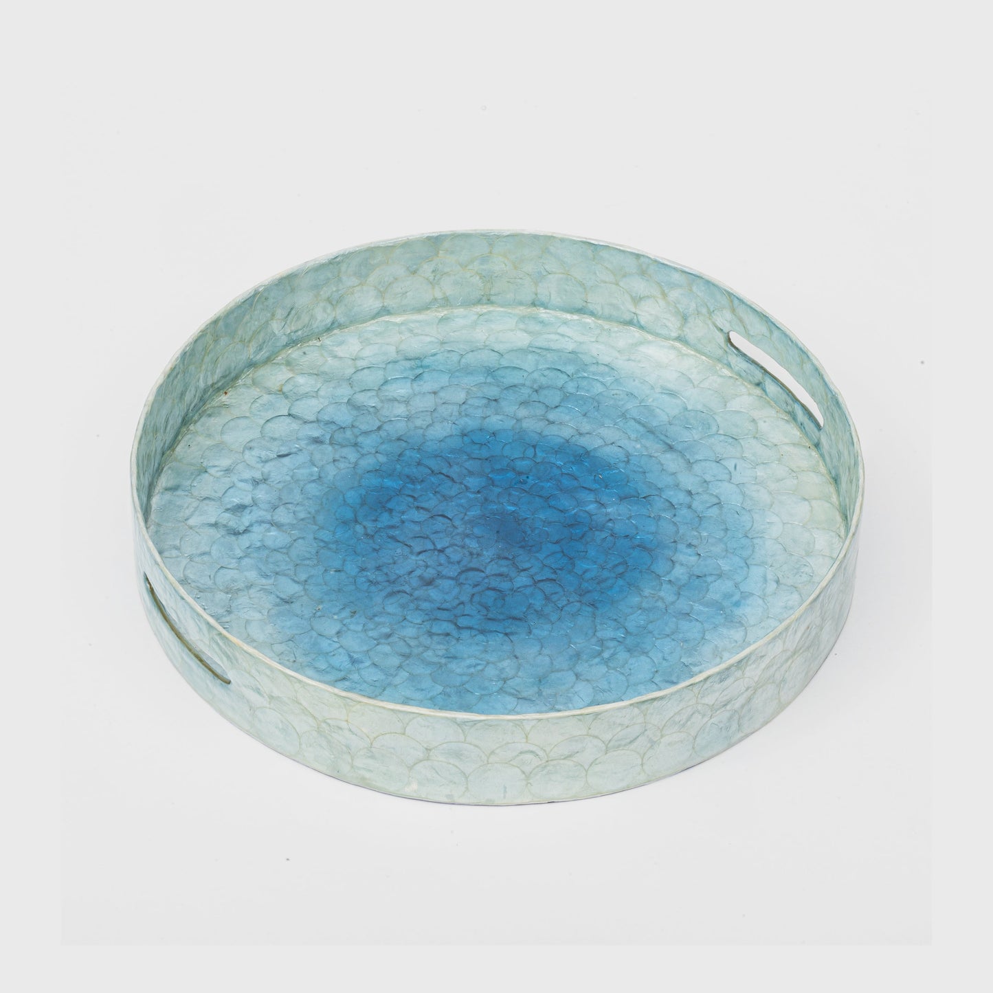Large Ombre Blue Capiz Shell Tray – Handcrafted Luxury Décor