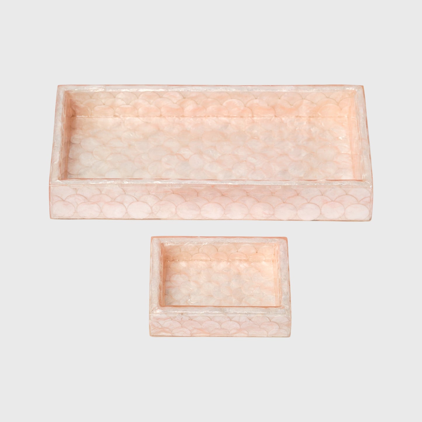 Elegant Pink Capiz Shell Trays – Set of Two Decorative Organizers