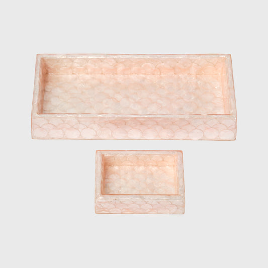 Elegant Pink Capiz Shell Trays – Set of Two Decorative Organizers