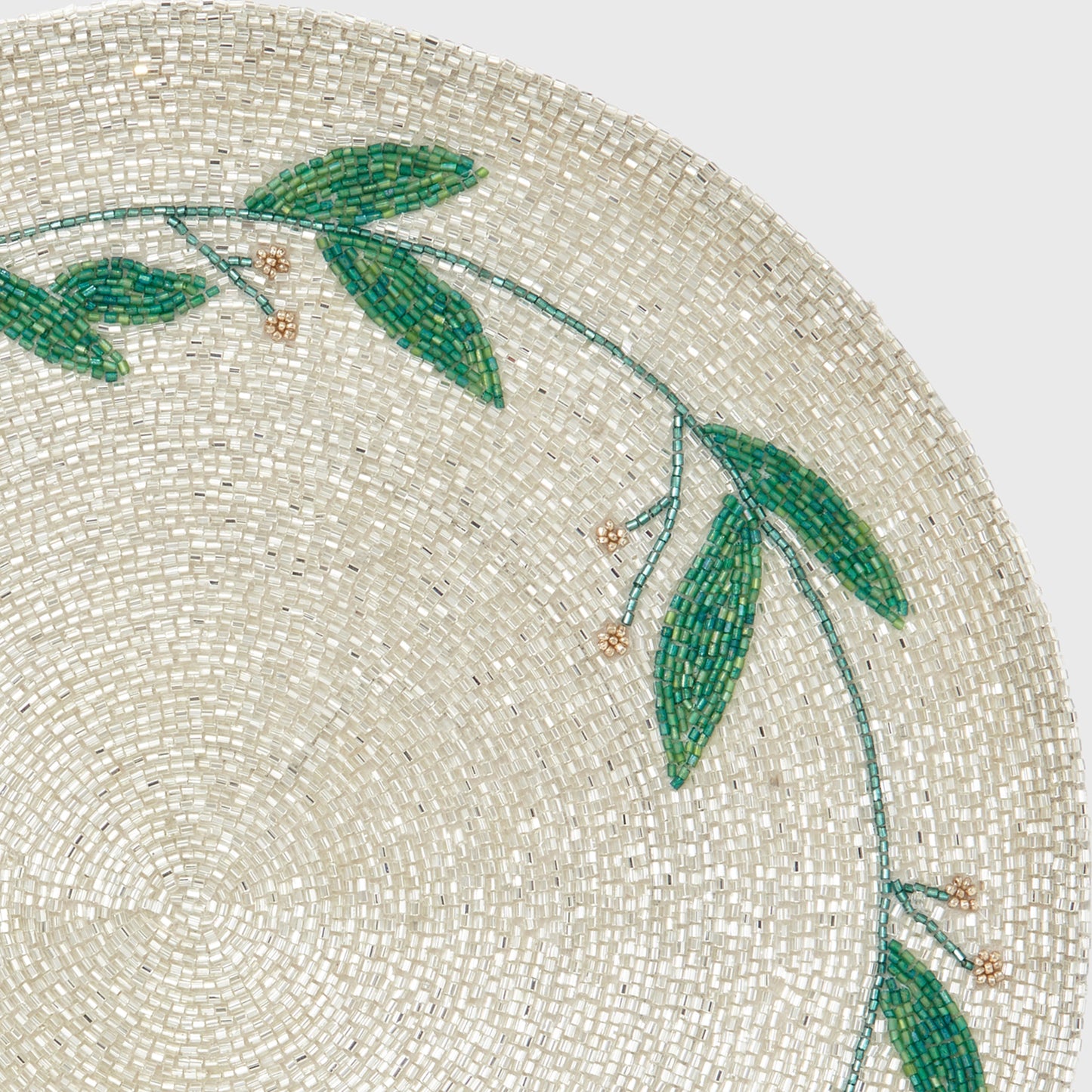 Mistletoe Hand-Beaded Placemat with Glass Beads, Elegant Holiday Decor