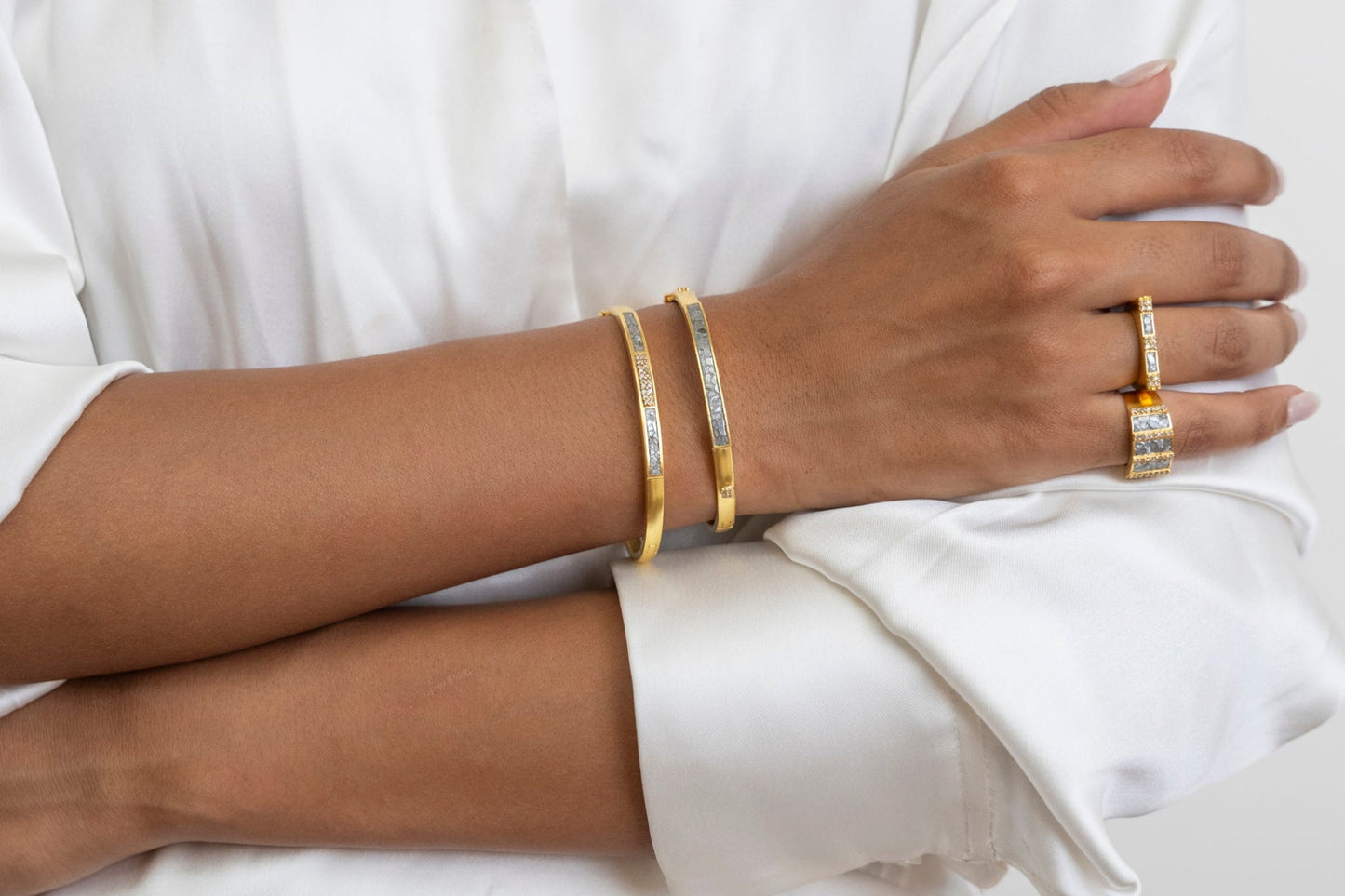 Kangra Gold Vermeil Bangle Bracelet with Diamonds