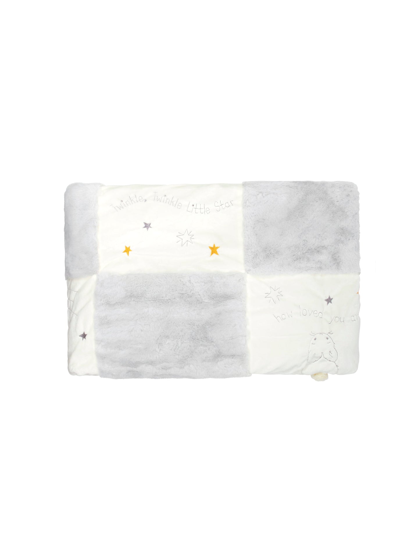 Little Star Quilt with Embroidered Bunnies, Faux Fur & Velour