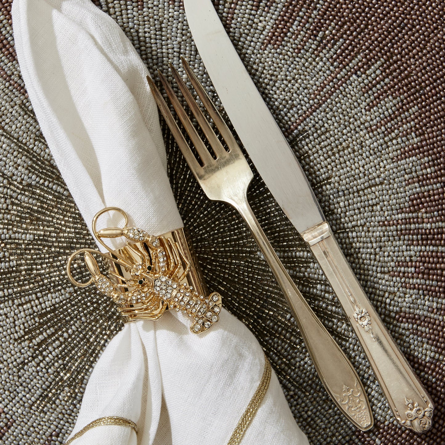 Sparkle Lobster Napkin Rings Set of Two for Seaside Luxe Dining Decors