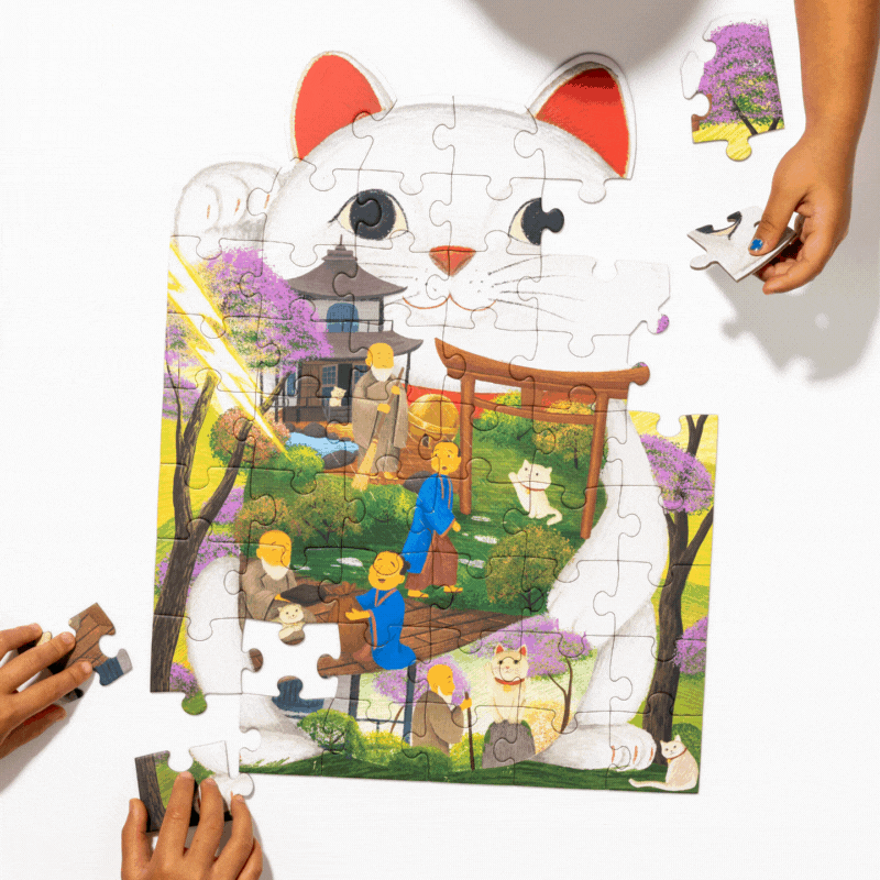 The Tale of the Lucky Cat Story Puzzle with Book and Poster