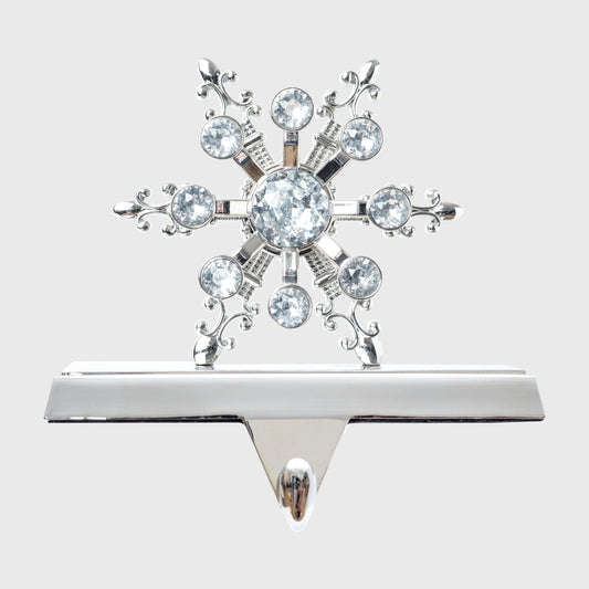 Silver Snowflake Stocking Hanger Heavy Luxe Mantel Hook Holiday Gift X