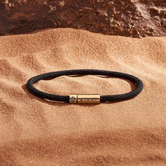 Eternal Soul Black String Bracelet — 18K Gold-Plated Brass
