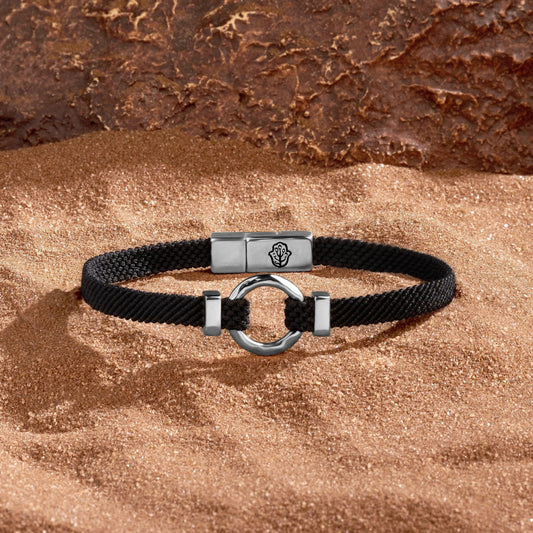 Sacred Abundance — Men's Black String Karma Circle Bracelet