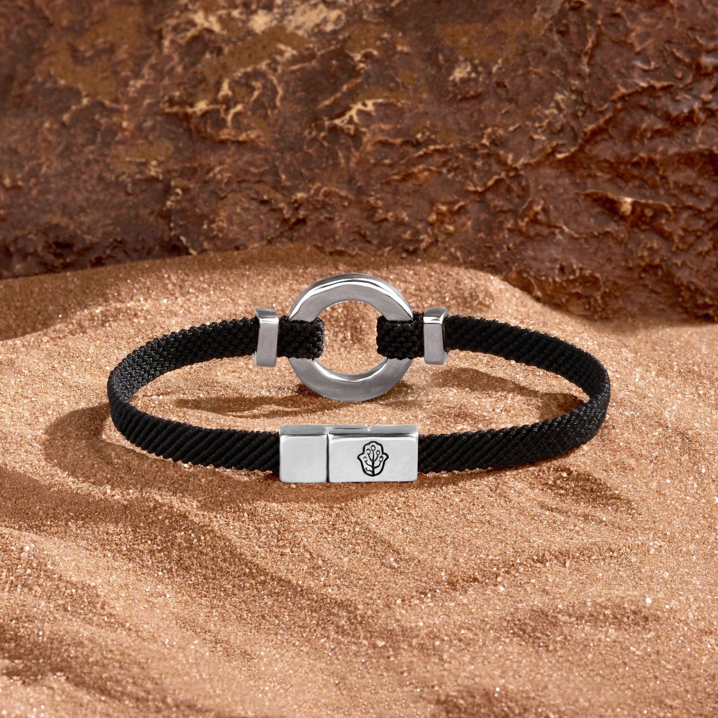 Positive Vibrations — Malachite Karma Circle Men's Black String Bracel