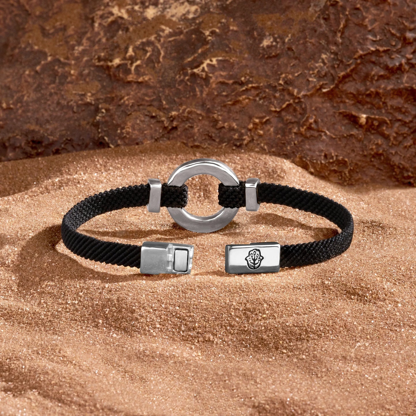 Positive Vibrations — Malachite Karma Circle Men's Black String Bracel