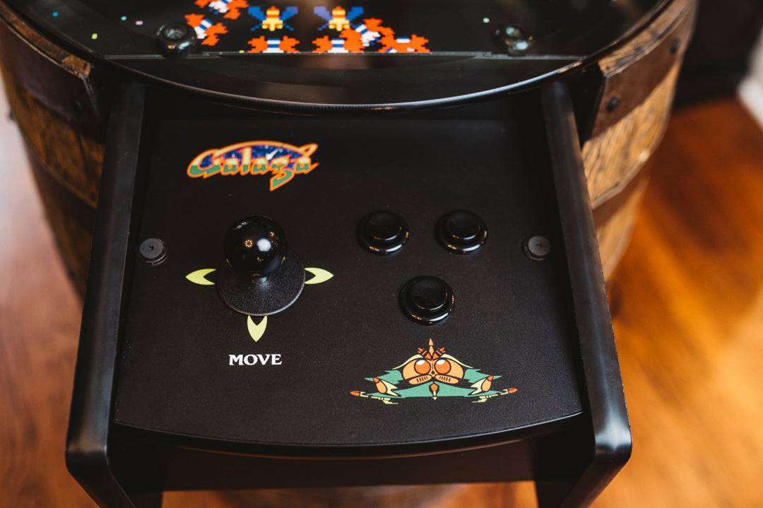 Handmade Whiskey Barrel Arcade Table with 60 Classic Games Inside