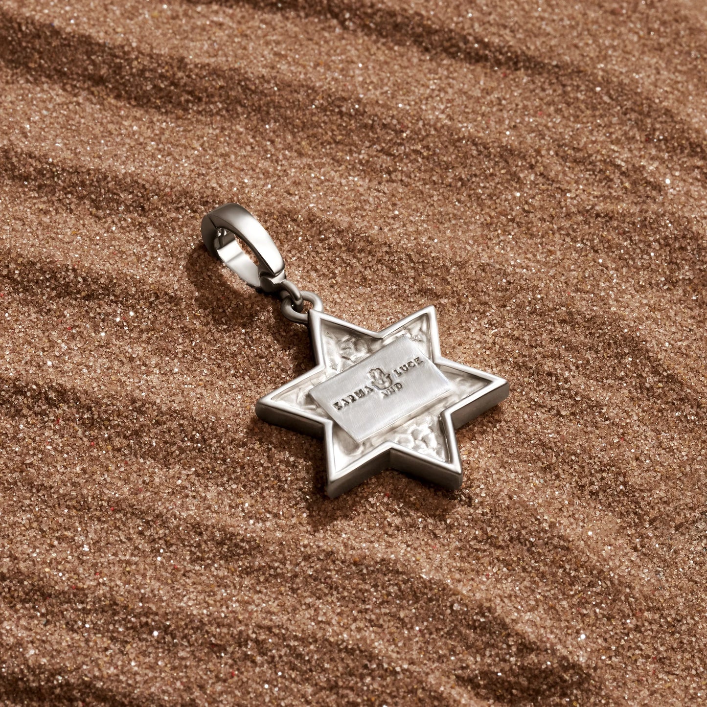 Ancestral Protector Tiger's Eye Star of David Charm — Rhodium-Plated