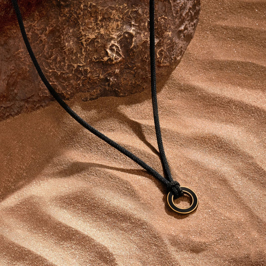 Soulful Exploration — Onyx Karma Circle Black String Necklace