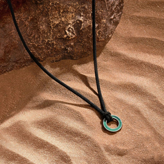 Abundance Mindset — Malachite Karma Circle Black String Necklace