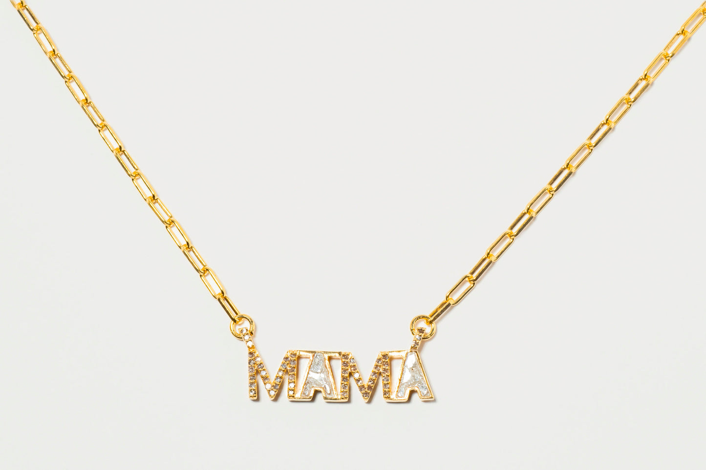 Mama Gold Vermeil Pendant Necklace with Diamonds