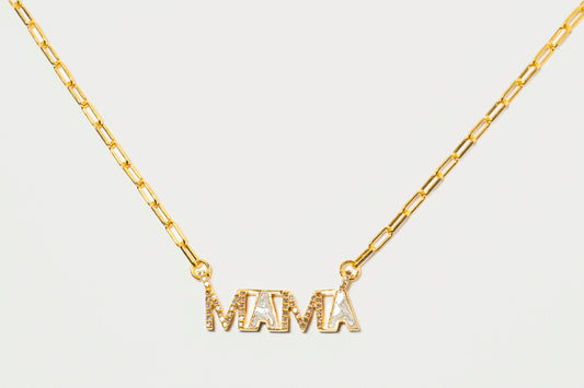 Mama Gold Vermeil Pendant Necklace with Diamonds