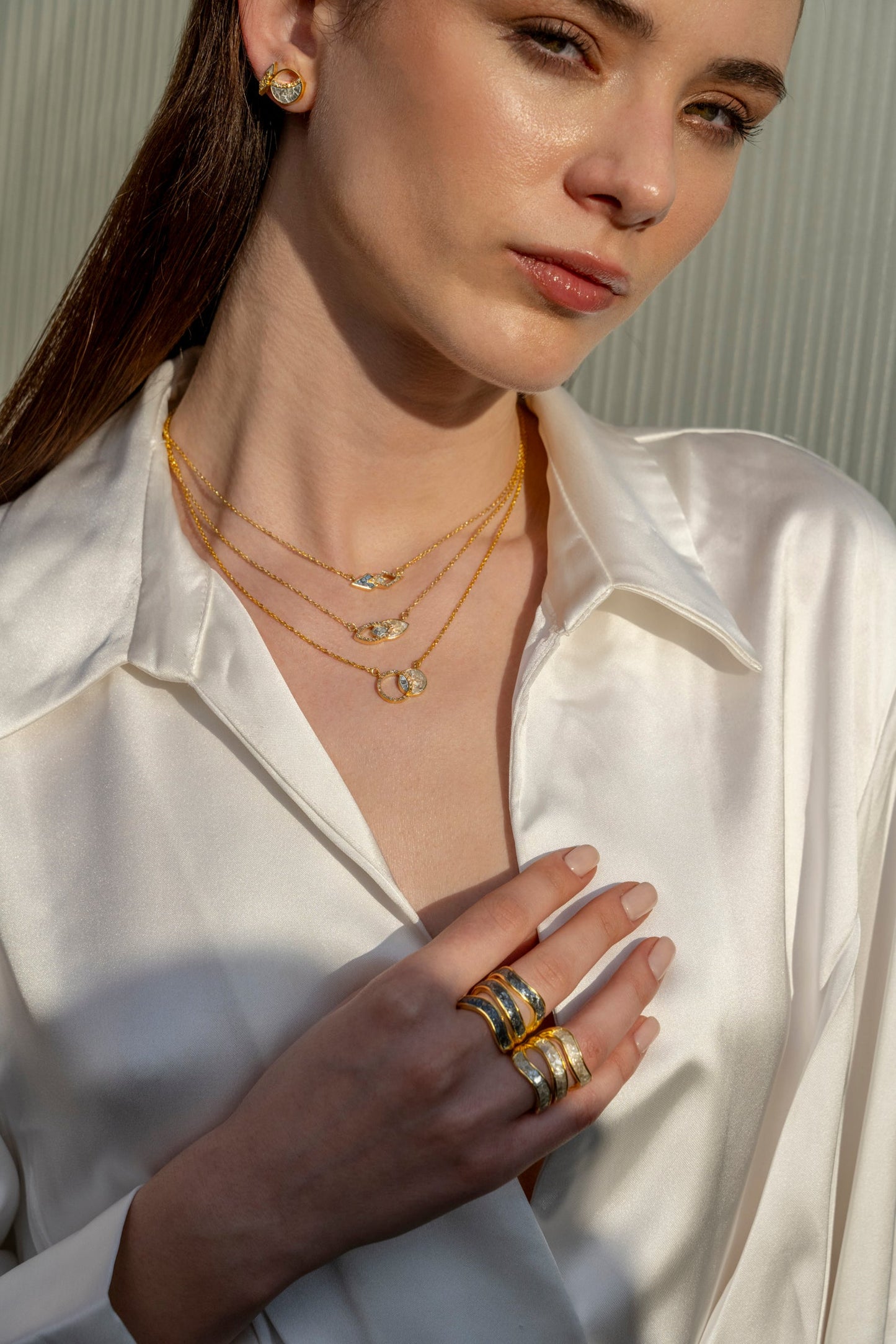 Tiid Gold Vermeil Pendant Necklace with Diamonds