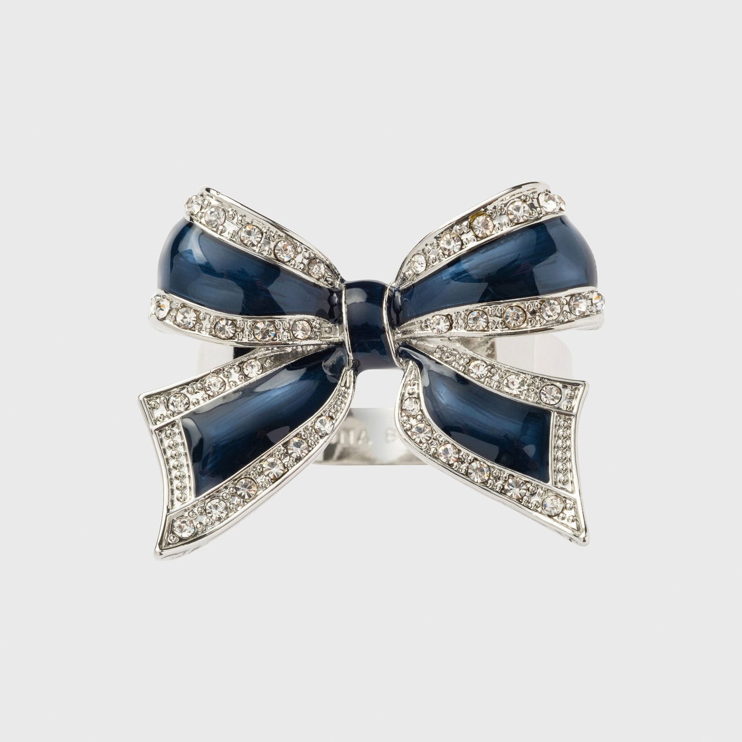 Enamel Bow Skinny Napkin Rings Navy Set of Four Elegant Table Gift Set